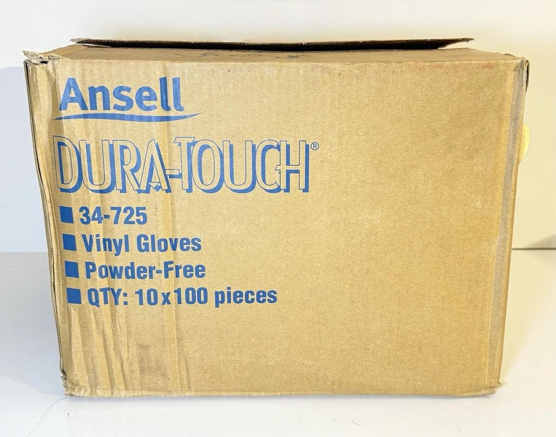 Used NEW 10 boxes - Ansell 34-725 Dura-touch Disposable Clear Vinyl Gloves, M Medium