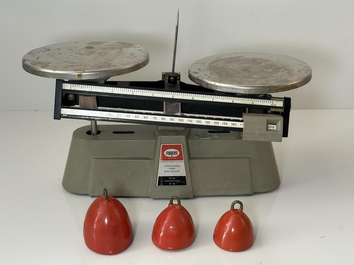 Used Ohaus Harvard Vintage 50's 60's Trip Balance Mechanical Beam Scale (2Kg - 5lb)
