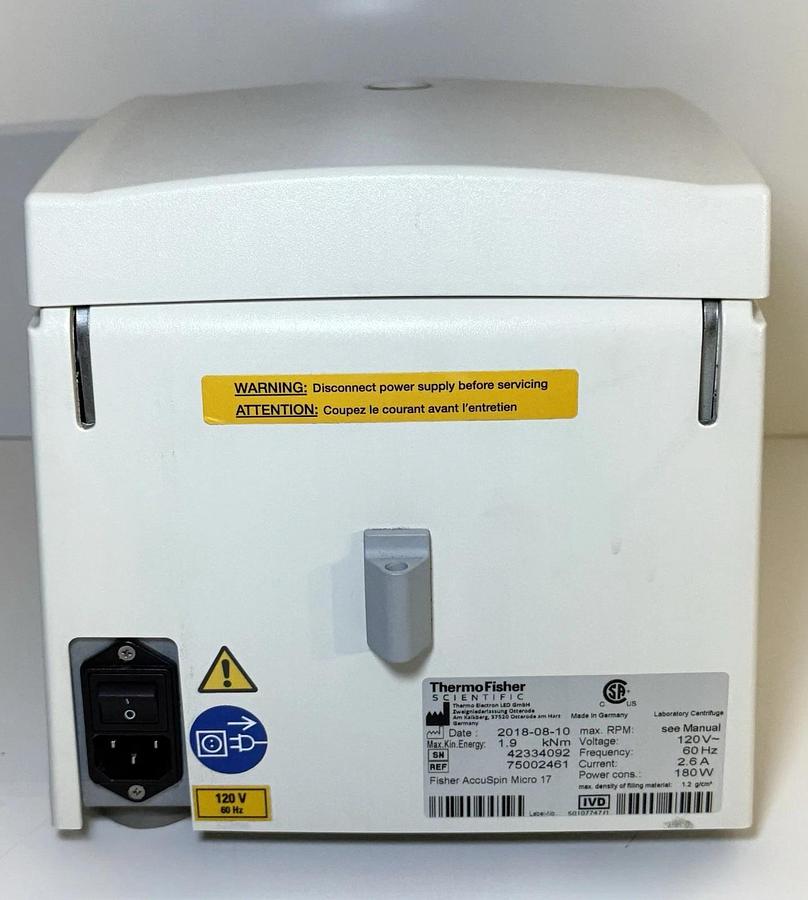Used Thermo Scientific AccuSpin Micro 17 Centrifuge 75002461 & 24 Position Rotor