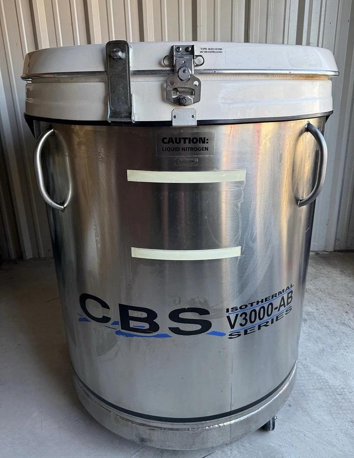 Used CBS Custom BioGenic Systems Isothermal V3000-AB Cryogenic Freezer Storage Tank