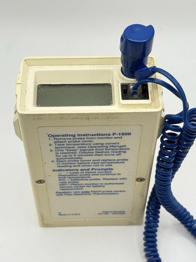 Used Sherwood Medical F-1500 Digital Thermometer with 2x Filac Tempetature Probes