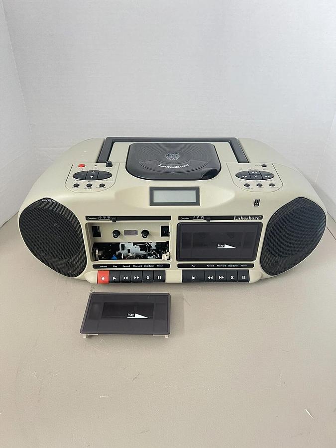 Used Vintage Lakeshore Classroom CD & Dual Cassette Player (One Door Broke)