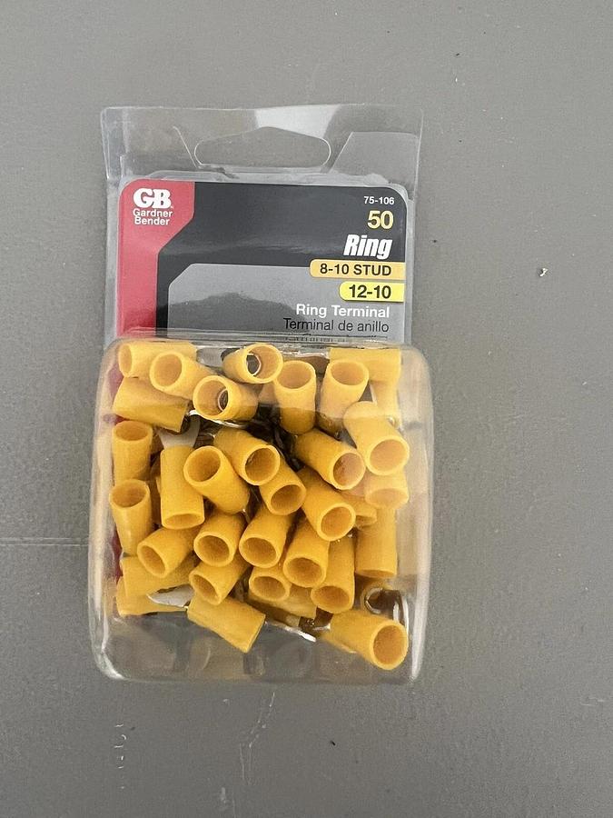 Used Garner Bender Ring 8-10 Stud 12-10 Ring Terminals - 50pk