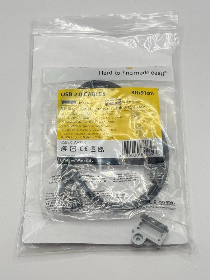 Used StarTech USBEXTAA3BK 3 FT Black USB 2.0 Extension Cable A to A - M/F
