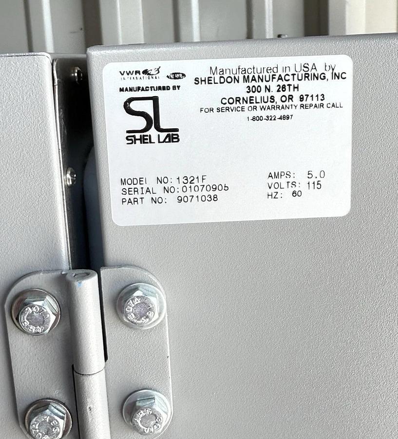 Used VWR Scientific Shel Lab Forced-Air Oven Model: 1321 F