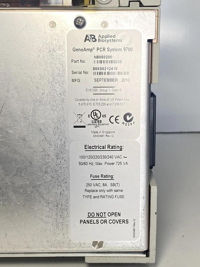 Used Applied Biosystems ABI GeneAmp PCR System 9700 96-Well Thermal Cycler