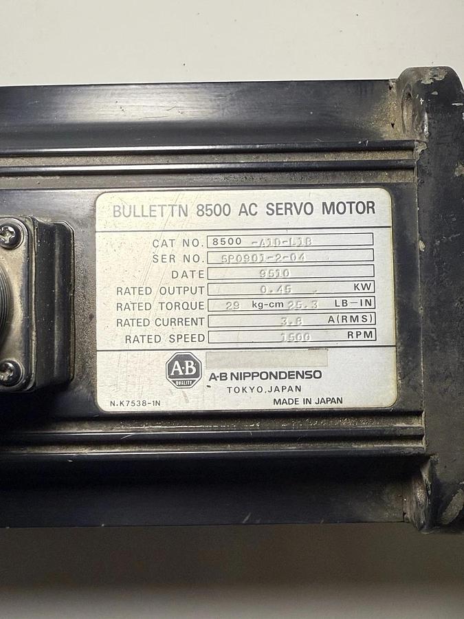 Used Allen Bradley Bullettn 8500 AC Servo Motor 8500-A1D-L1B