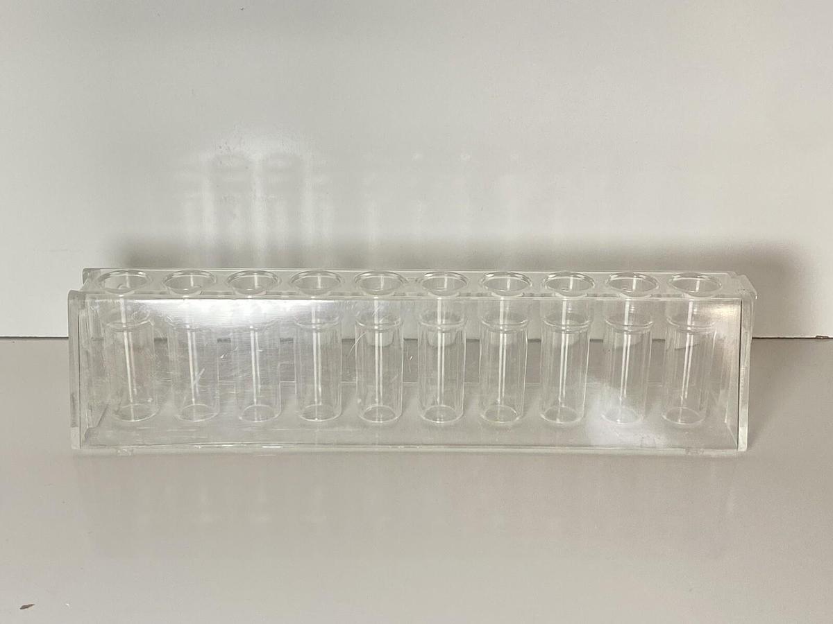 Used 10 -hole Transparent Test Tube Rack Stand Laboratory Shelf Holder Round Vial