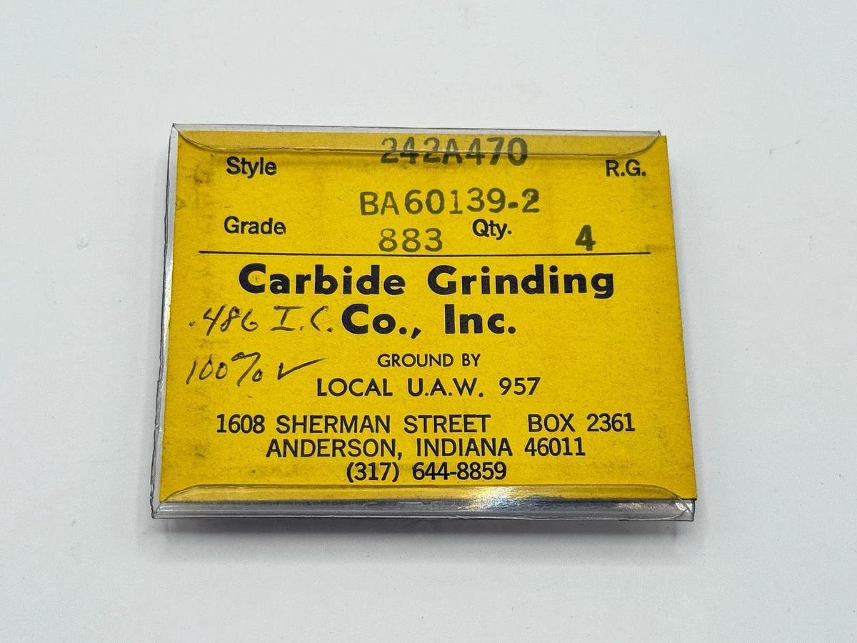 Used Carbide Grinding Co., Inc. Carbide Inserts 242A470 BA60139-2 Grade: 883