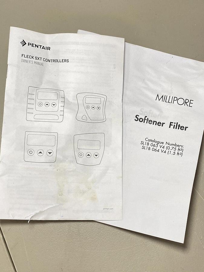 Used Millipore SL1B 06K1 Water Softener Filter System + Pentair Fleck SXT Controller
