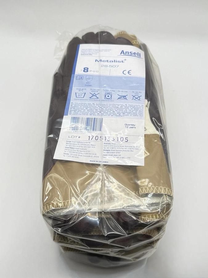 Used NEW 12 pairs - Ansell Metalist 28-507 Cut-Resistant Work Nitrile Coated Gloves 8