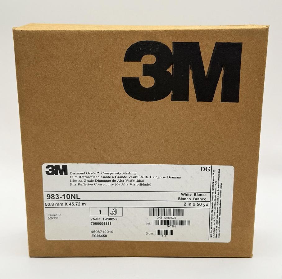 Used NEW 3M Diamond Grade Conspicuity Markings 983-10NL, White, 2 in x 50 yd