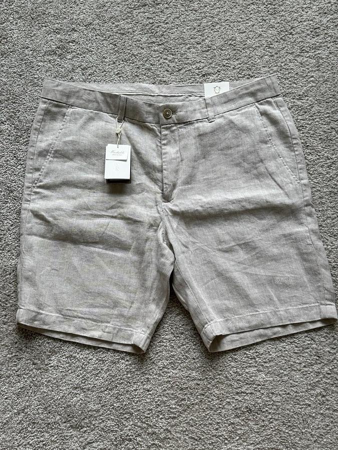 NEW Porter & Ash Premium Collection Linen Blend Shorts Men's Size 36 Cream