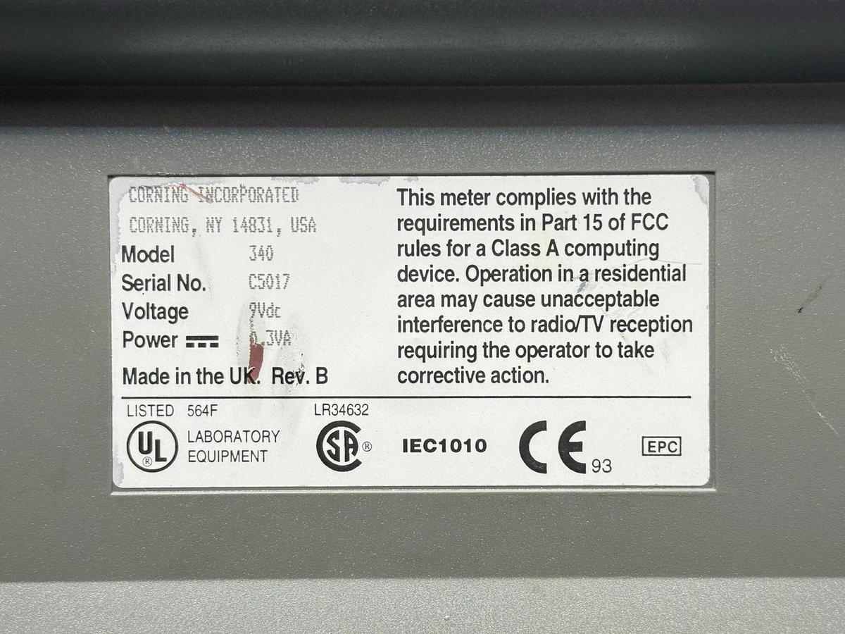 Used Corning Model 340 Laboratory Lab pH Meter Measurement Device