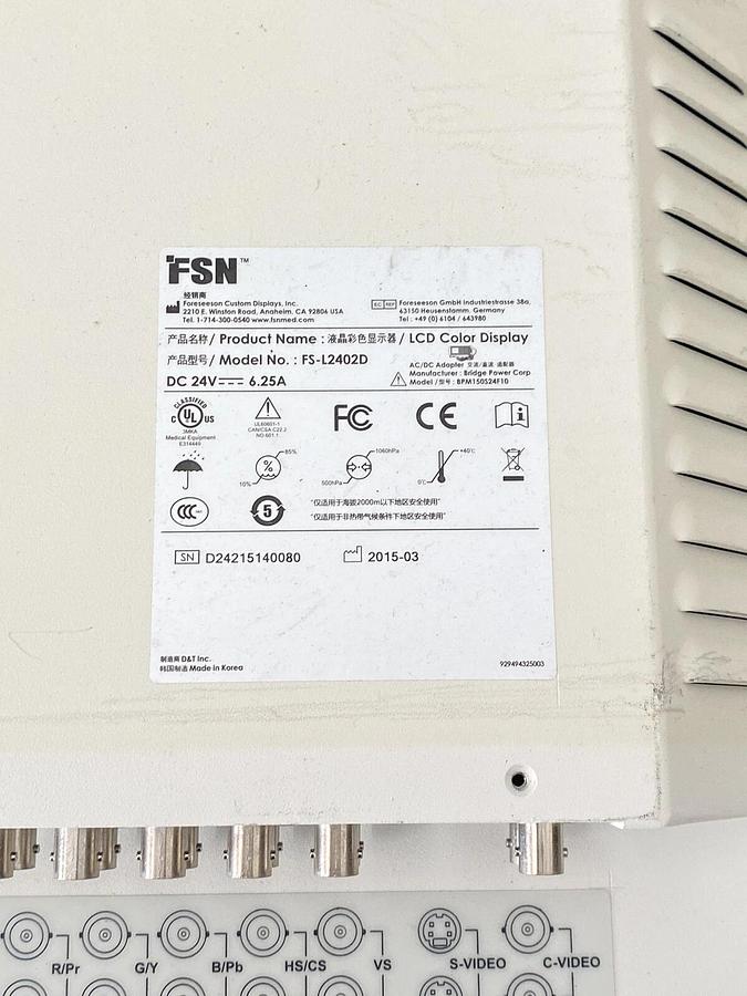 Used FSN Medical Foreseeson FS-L2402D LCD Color Display 23" Monitor Screen