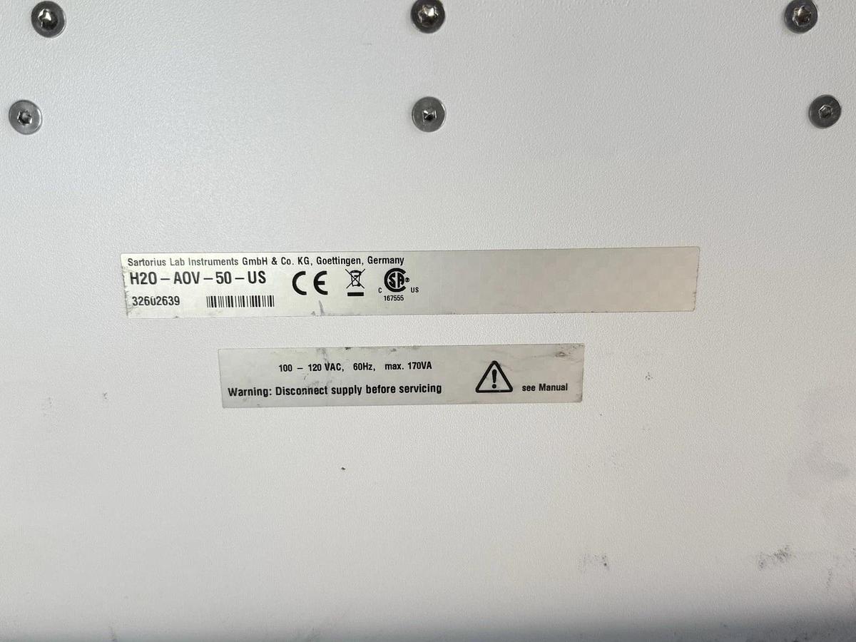 Used Sartorius Lab Instruments - Arium Bagtank 50, Model: H20-A0V-50-US