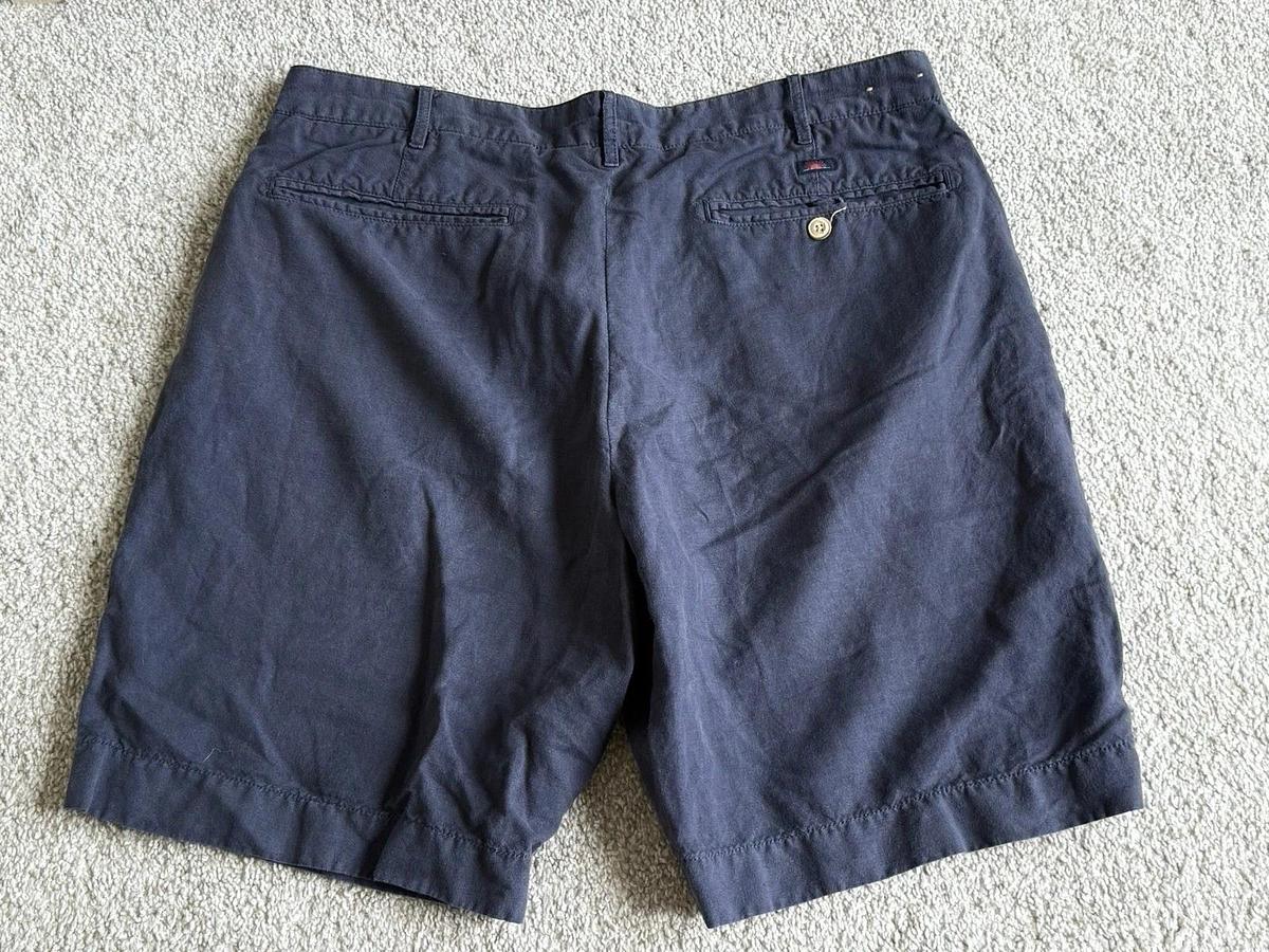 Used Faherty Mens Size 34 Chino Shorts Linen Blend Navy Blue