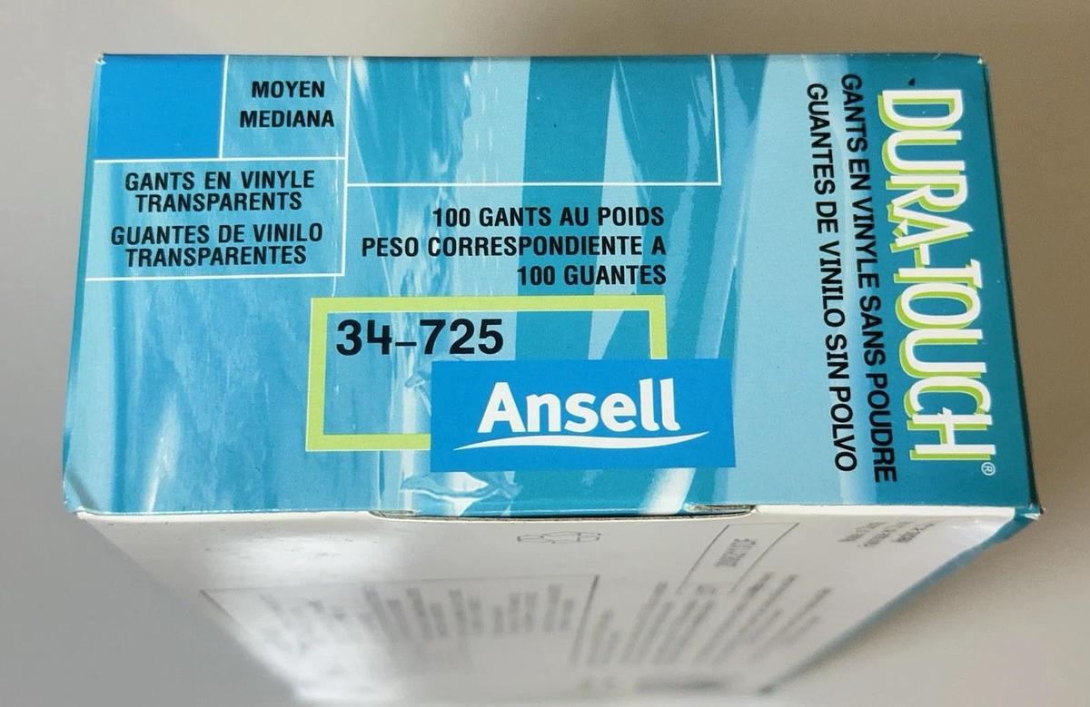 Used NEW 10 boxes - Ansell 34-725 Dura-touch Disposable Clear Vinyl Gloves, M Medium