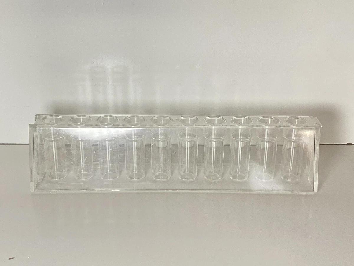 Used 10 -hole Transparent Test Tube Rack Stand Laboratory Shelf Holder Round Vial