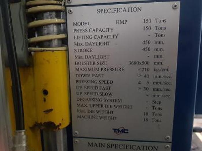Used 2011 TMC Thiland Hydraulic press HMP 500 tons