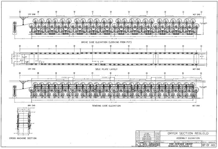 Refurbished Walmsleys  Complete Dryer Section With 72 Dryers, 92" Face, 48" Diameter, 100 Psig Pressure Code, With Framework And Condensate System Rebuild In 1998. #25215