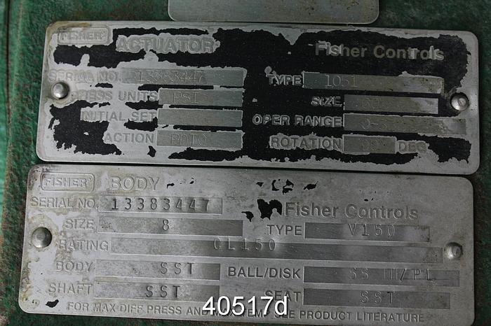 Used Fisher V150 8" Vee-Ball Valve #40517