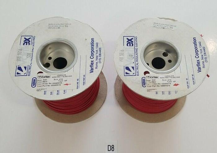 *NEW* LOT OF 2 Varflex Non-Fray Sleeving 500' Red Size 16 Perkin Elmer 9985516