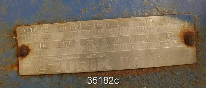 Used Dezurik 9116905 14" Control 3-Way Valve #35182