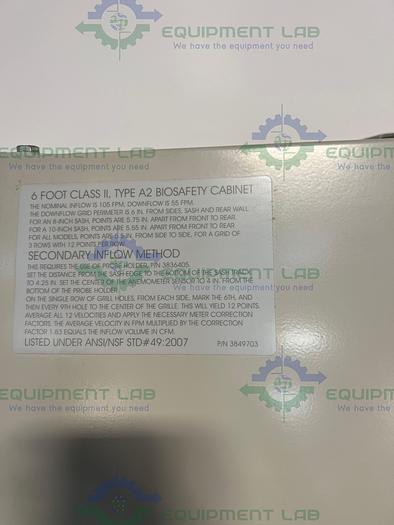 Used Labconco 3460009 Class II Type A2 Purifier 6 Ft Biological Safety Cabinet 115V