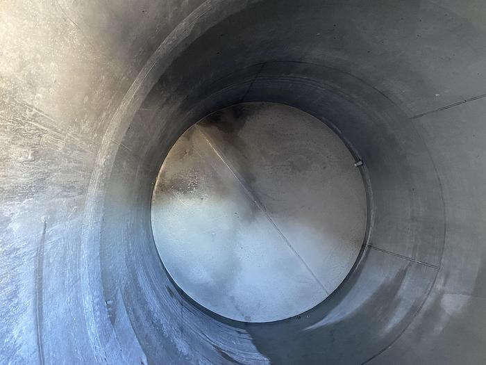 Used Used approximately 8000 gallon vertical stainless steel tank.
