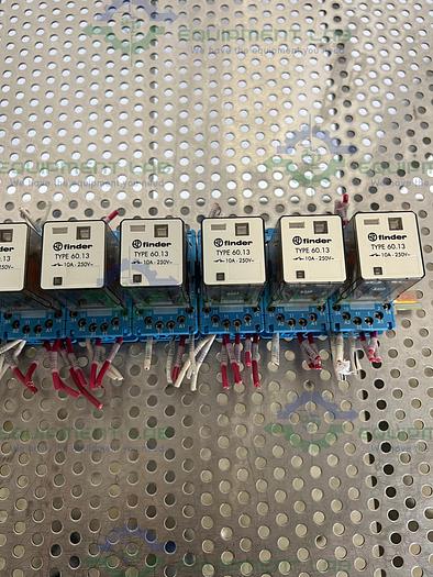 Used Lot of 15 - Finder 60.13 Relay 250V, 10A w/ Finder 90.112 Socket