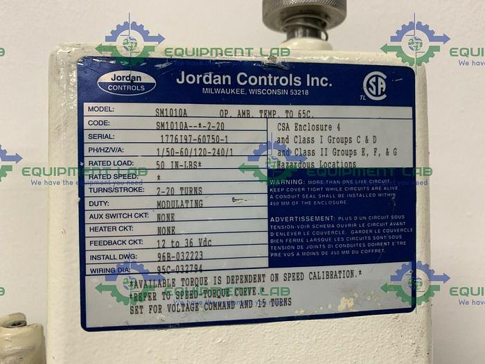 Used Jordan Controls SM1010A Actuators w/ LEWA EK2 Pump & Washdown Duty Motor A2B4BT