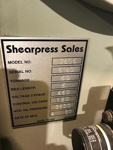 Used 2000 Accurpress 7606 Hyd/Mech CNC PressBrake 6180