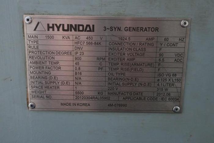 Used 2012 Hyundai - 1500 KVA