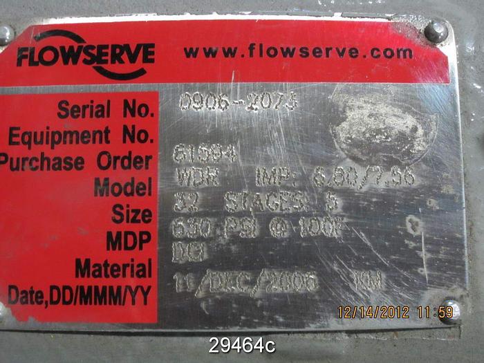 Used Flowserve WDR 5-STAGE Flowserve High Pressure Pump #29464