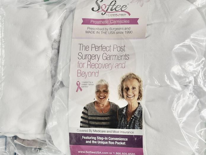 Softee Roo, Vee Prosthetic Mastectomy Camisole and Breast Forms XL White 4 Piece