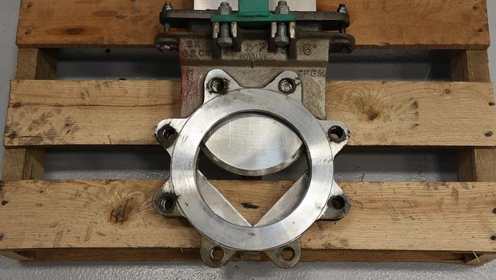 Unused Rovalve S20-B 6" V-port Air Operated Knife Gate Valve #44346