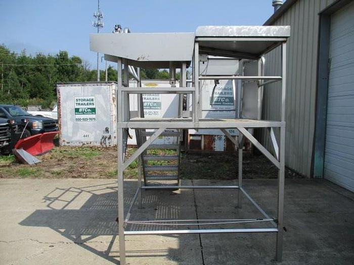 Used Work Platform, Stainless Steel, 5' 6" x 5' 6" with stairs, sink & work table