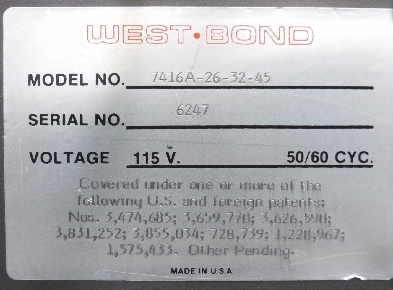 Used West-Bond 7400A Ultrasonic 45° Feed Wedge Wire Bonder (refurbished)
