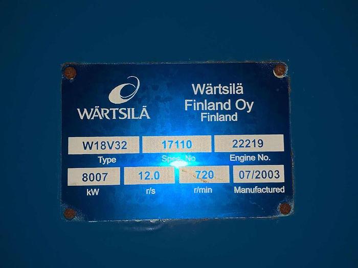 Promoted Wartsila W18V32 with ABB generator excellent condition very low hours.