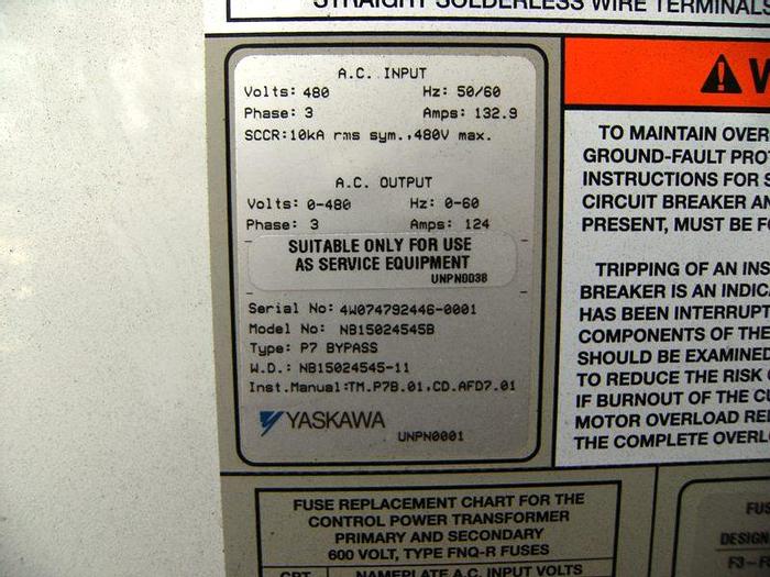 Used Motor, 100 HP, Yaskawa, Vari Speed, 480 volt (2) #S740325