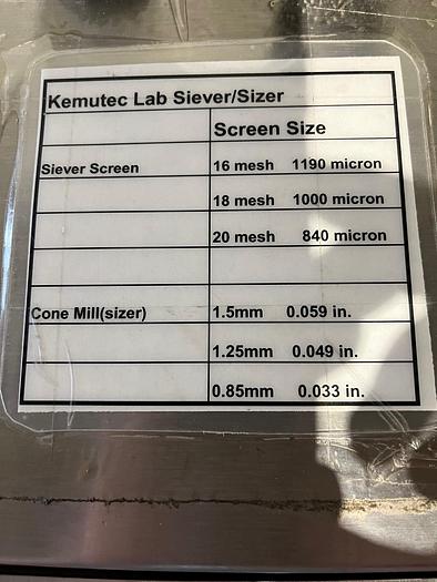 Used Used Kemutec Sieve/Cone Mill