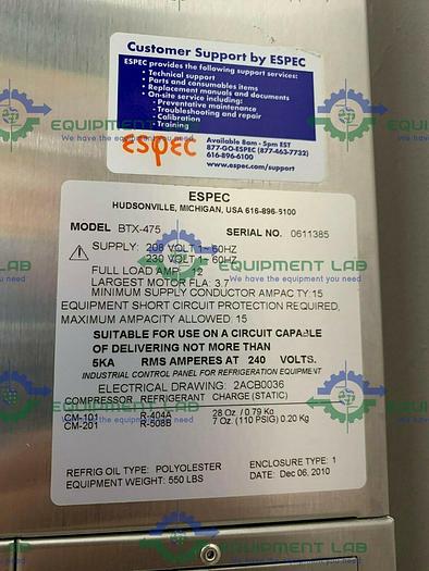 Used Espec BTX-475 Temperature and Humidity Chamber -70°C to 180°C 230V