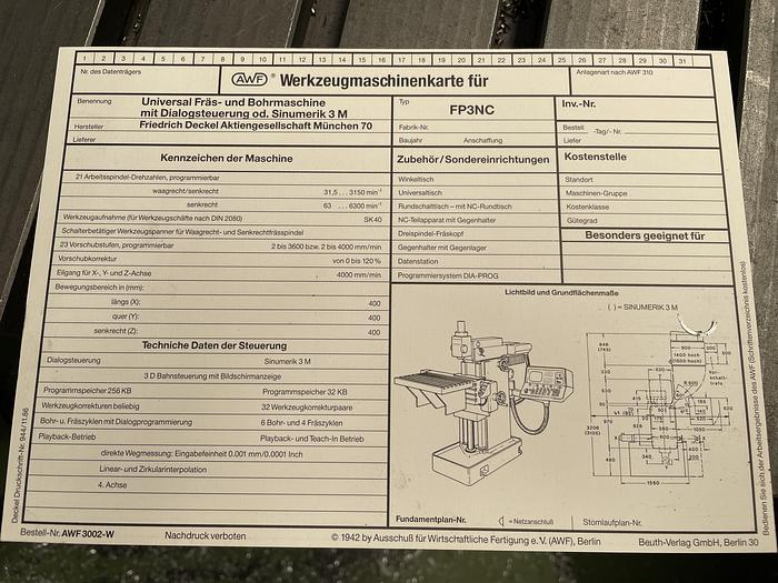 Gebruikt 1987 Deckel FP3NC