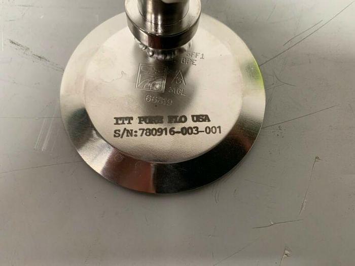 Used ITT Pure-Flo 316L Stainless Steel Sample Valve w/ 1/4" Outlet & 3" Inlet