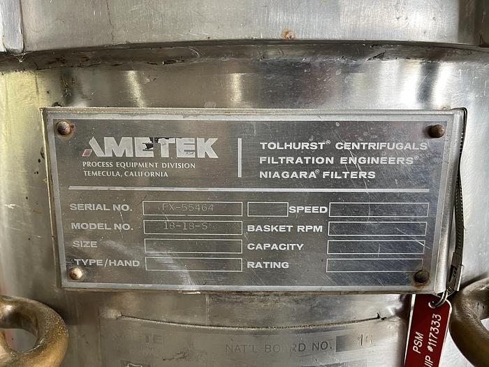 Used AMETEK NIAGARA FILTER - MODEL 18-18-S