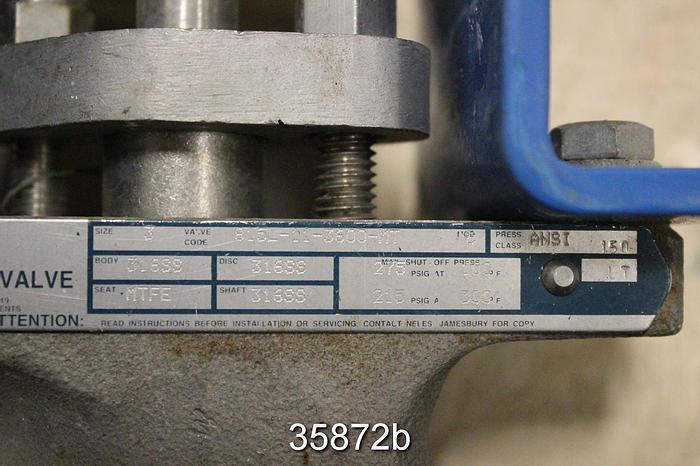 Used Neles Jamesbury 3" Air Operated Butterfly Valve, 815L-11-3600-MT #35872