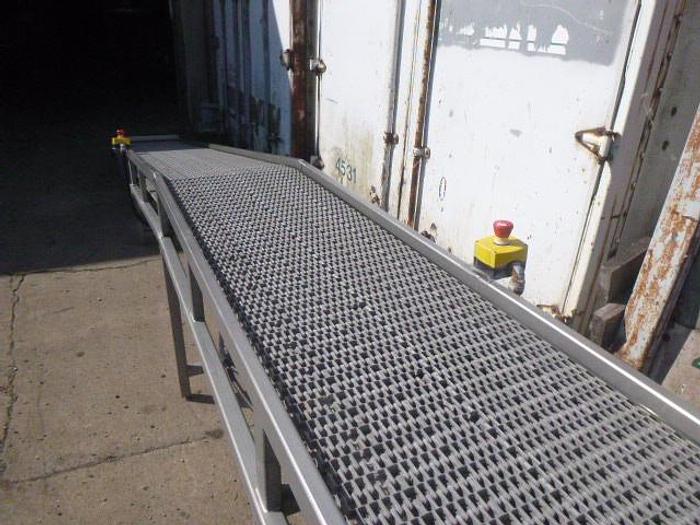 Used Incline Conveyor; Intralox belt, 18"Wx19'6"L