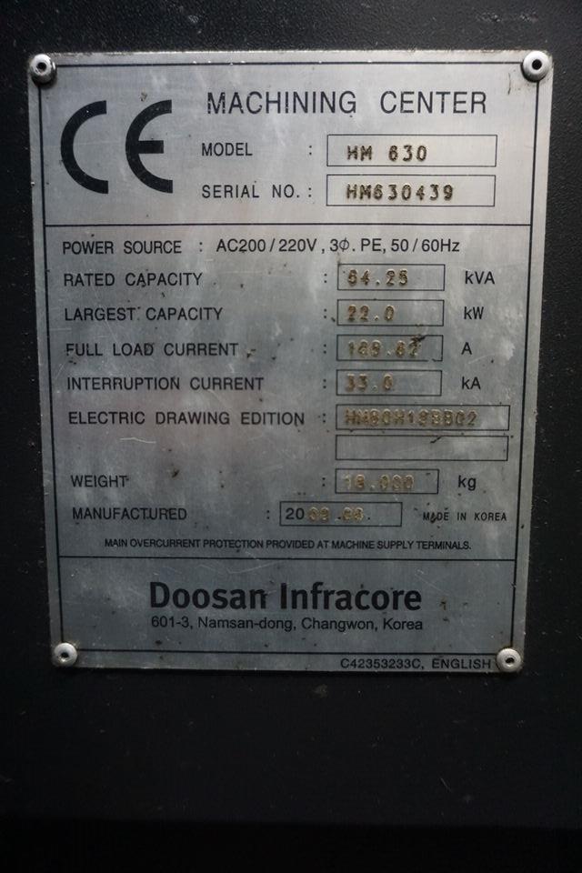 Used 2008 DOOSAN HM630 CNC