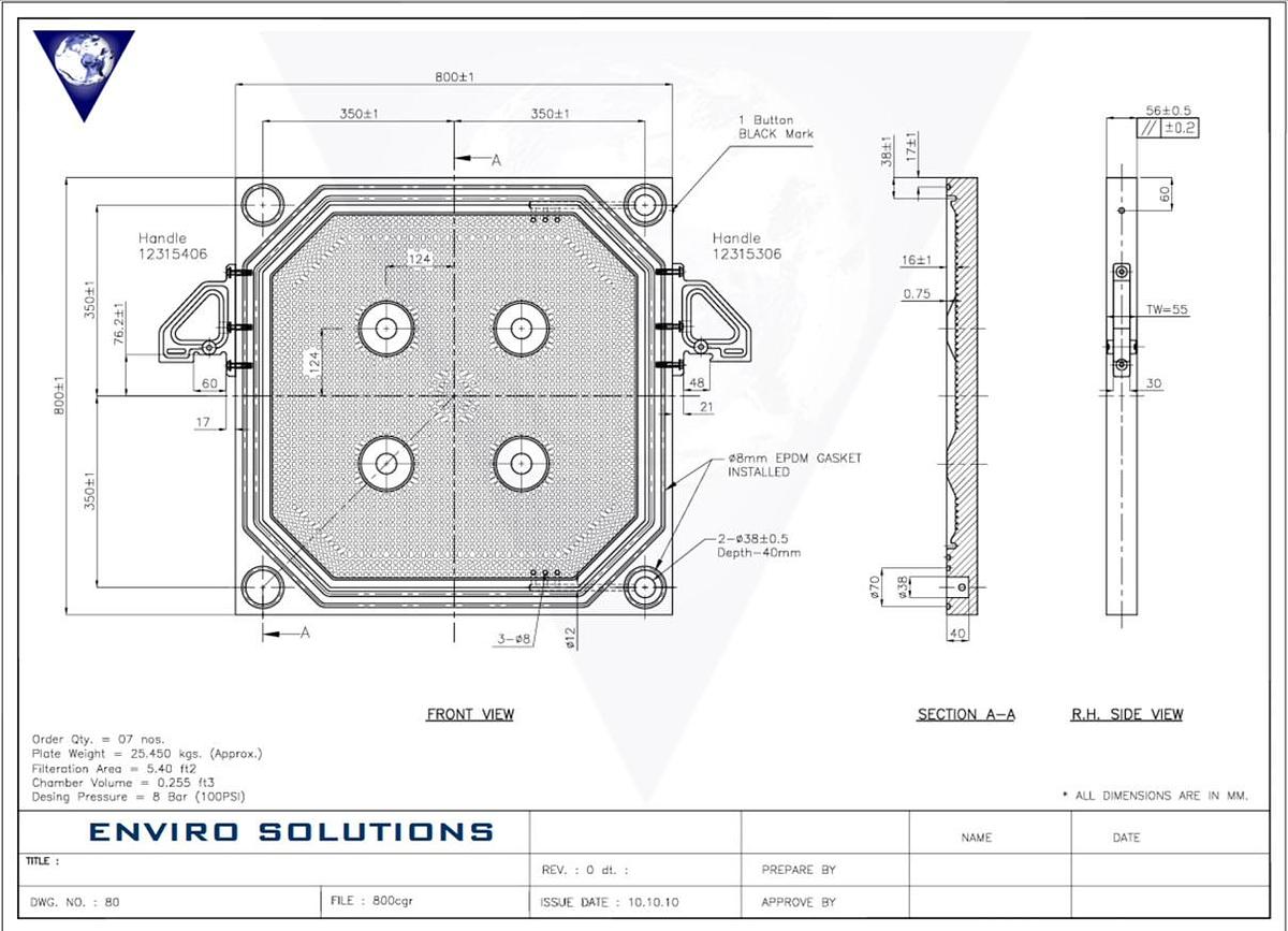 800mm Filter Press Plate; [CGR] Tail Plate